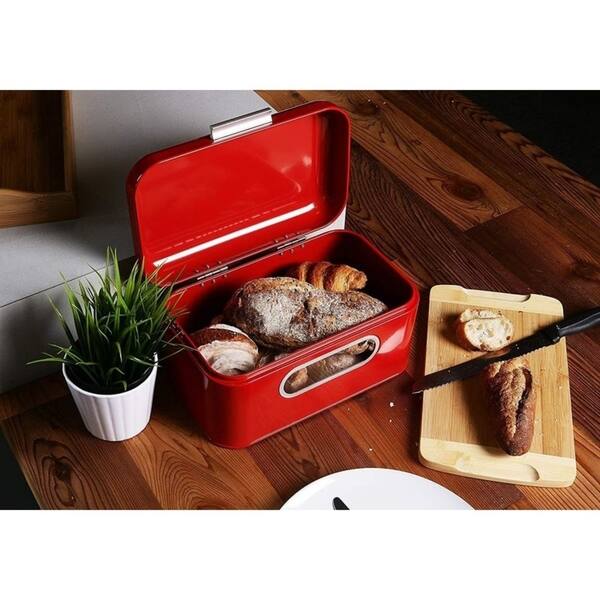 Shop Bread Box For Kitchen Countertop Retro Red Bread Bin Storage