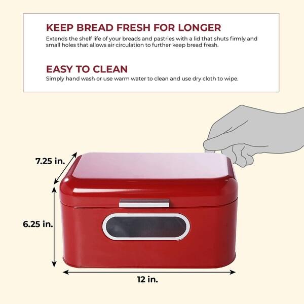 Shop Bread Box For Kitchen Countertop Retro Red Bread Bin Storage