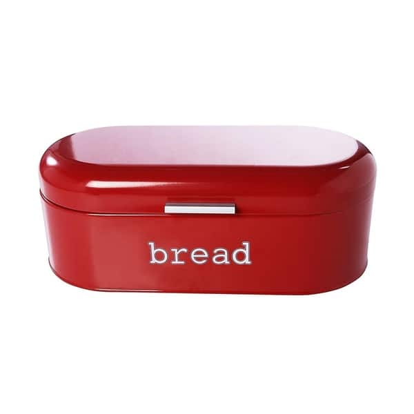 Large Metal Bread Box For Kitchen Counter Bread Food Storage Bin With Lid Red Overstock 29115816