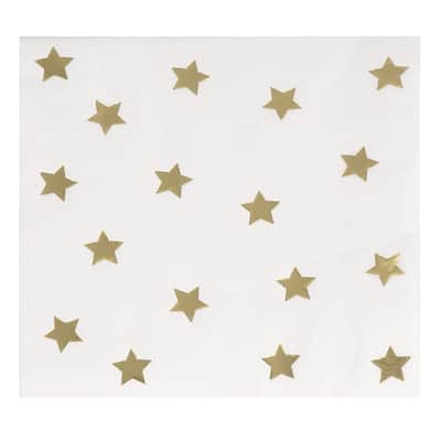 Cocktail Napkins - 50-Pack Gold Foil Star Disposable Paper Napkins for Birthday