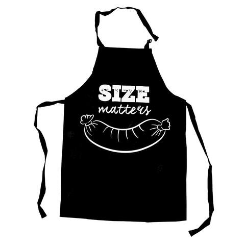 Funny Size Matters Adjustable BBQ Grill Chef Apron 100% Cotton Black 33.8"x24.8"