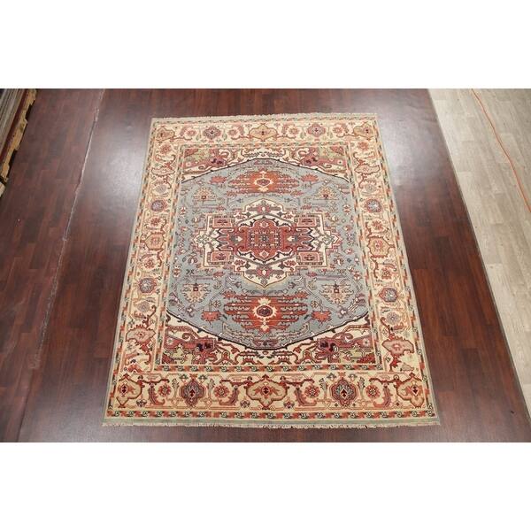 Oriental Heriz Area Rug Hand Knotted Indian Wool Traditional Oriental Heriz Area Rug Hand Knotted
