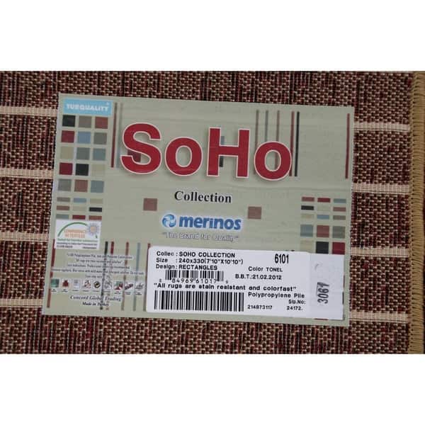 Modern Polyester Jute Carpet Color Block Turkish Rustic Area Rug 10 10 X 7 9 Overstock