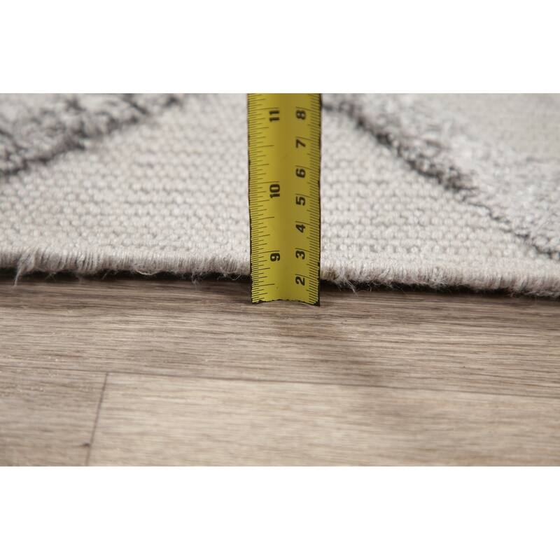 Kilim Hand Knotted Carpet Geometric Wool/Silk Indian Trellis Area Rug