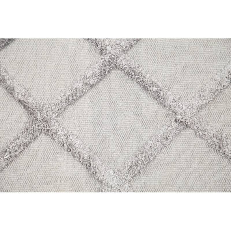 Kilim Hand Knotted Carpet Geometric Wool/Silk Indian Trellis Area Rug