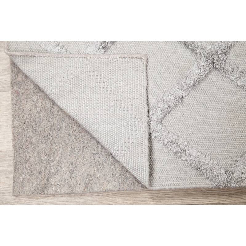 Kilim Hand Knotted Carpet Geometric Wool/Silk Indian Trellis Area Rug