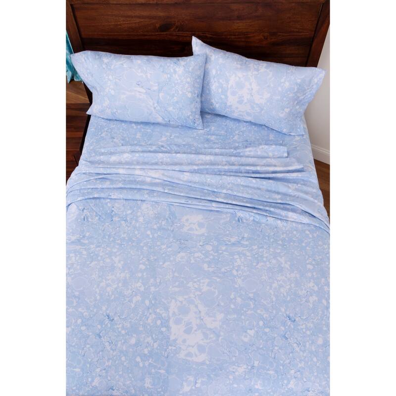 Art of Marbling Blue Ice Luxury Performance Sheet Set