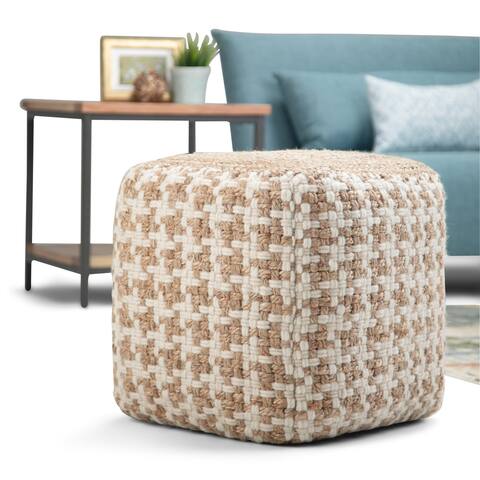 WYNDENHALL Digby Boho Cube Pouf in Natural Woven Wool and Jute
