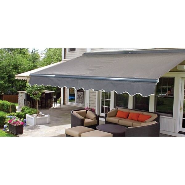 Shop Aleko Motorized Half Cassette Retractable Patio Awning 13x10 Ft Grey Color Overstock 29118533