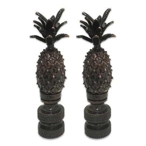 Royal Designs Vintage Pineapple Lamp Finial for Lamp Shade- Antique Brass Set of 2
