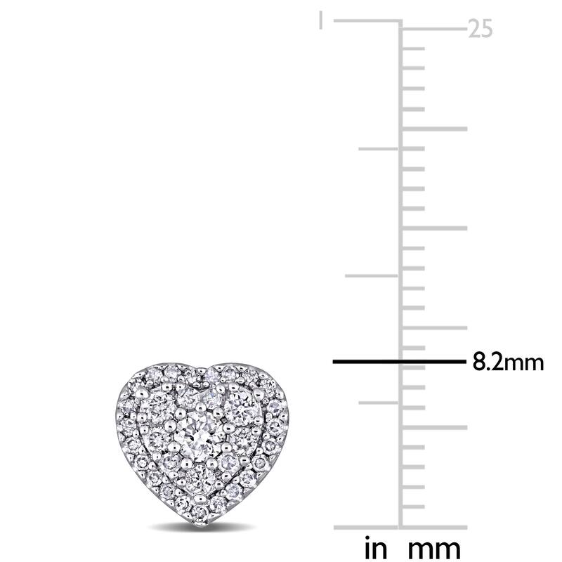 Miadora 10k White Gold 1/2ct TDW Diamond Composite Heart Halo Stud Earrings
