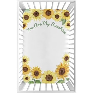 Yellow Green Boho Floral Sunflower Baby Girl Fitted Mini Portable Sheet For Mini Crib or Pack and Play - You Are My Sunshine