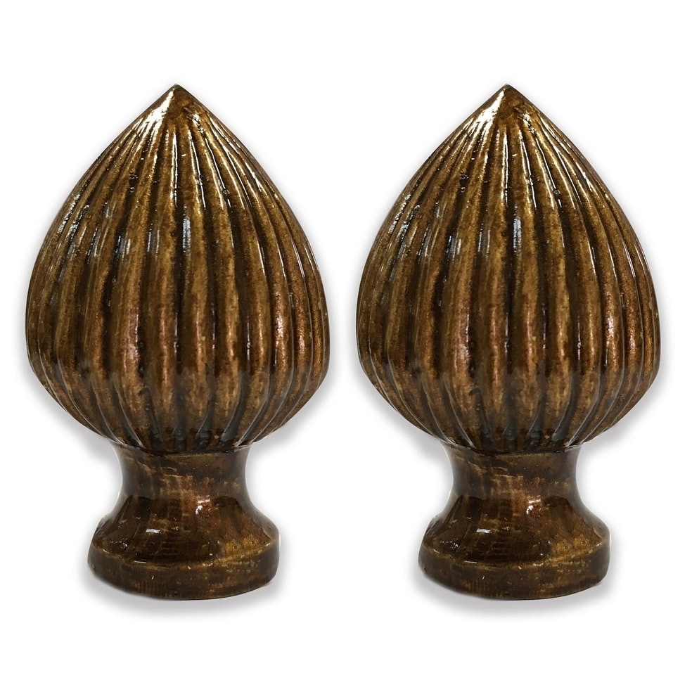 Royal Designs Ribbed Pear Lamp Finial for Lamp Shade- Antique Brass Set of  2 - Bed Bath & Beyond - 29118999