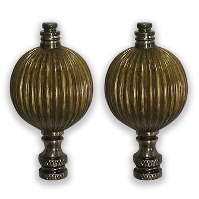 Royal Designs Balloon Shaped Lamp Finial for Lamp Shade- Antique Brass Set of 2