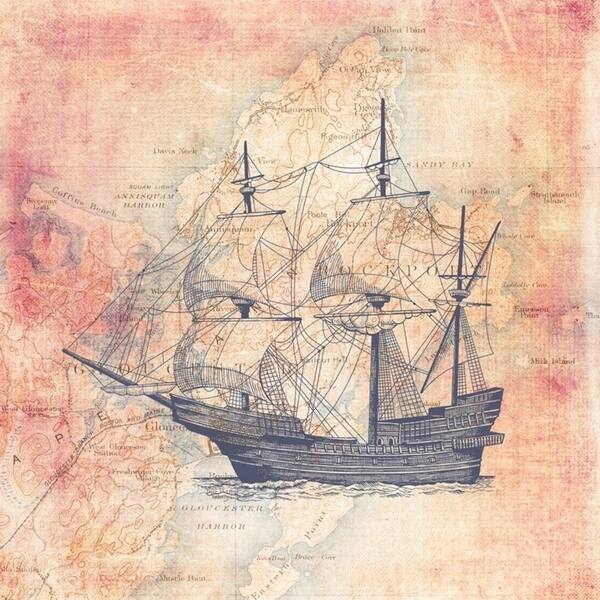 CANVAS Traveling Maps and Sailing Ship by Brandy Fitzgerald Graphic Art ...