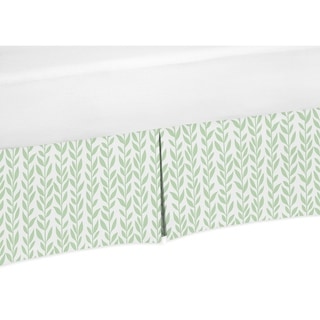 Sweet Jojo Designs Green and White Leaf Floral Collection Girl Crib Bed Skirt - Boho Farmhouse Sunflower Collection