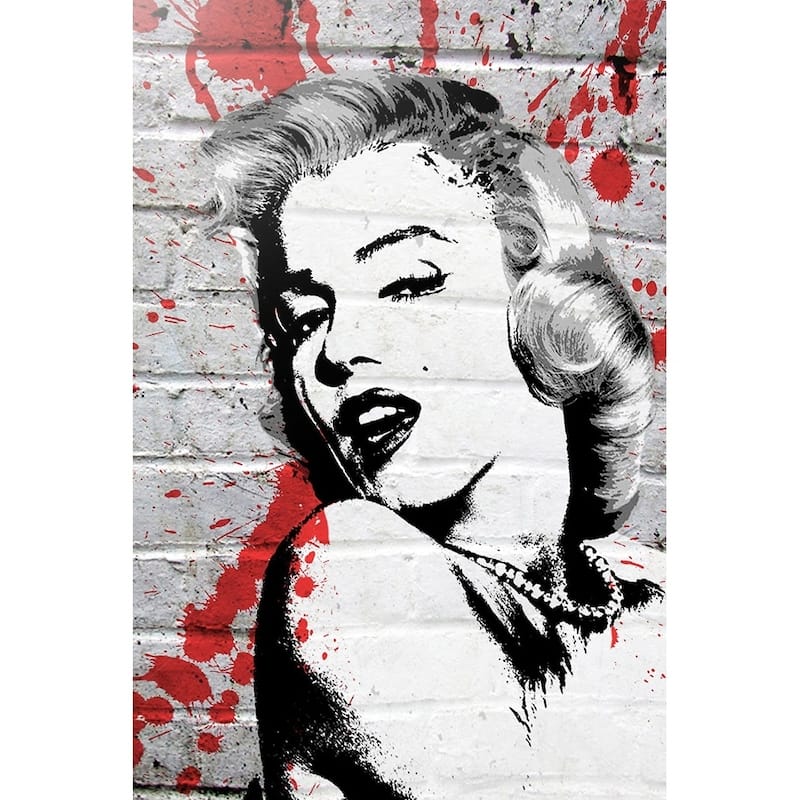 CANVAS Marilyn Monroe by Banksy Graphic Art Print - 48x32 - Natural - 48x32 - Wood