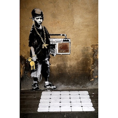 CANVAS Gip Hop Youth with Boom Box by Banksy Art Painting Reproduction