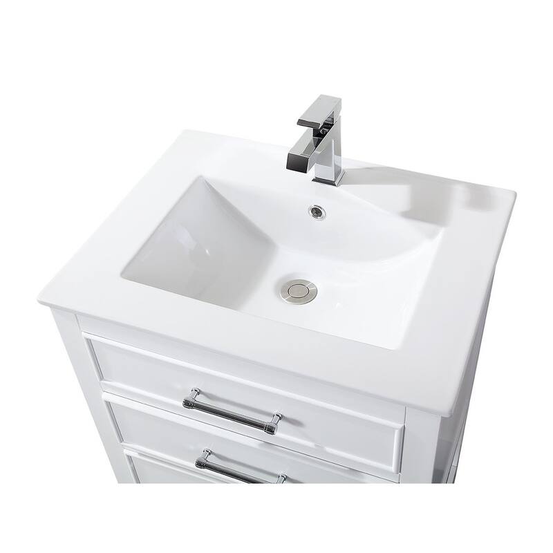 24" Tennant Brand Aruzza Small Slim Narrow White Bathroom Vanity