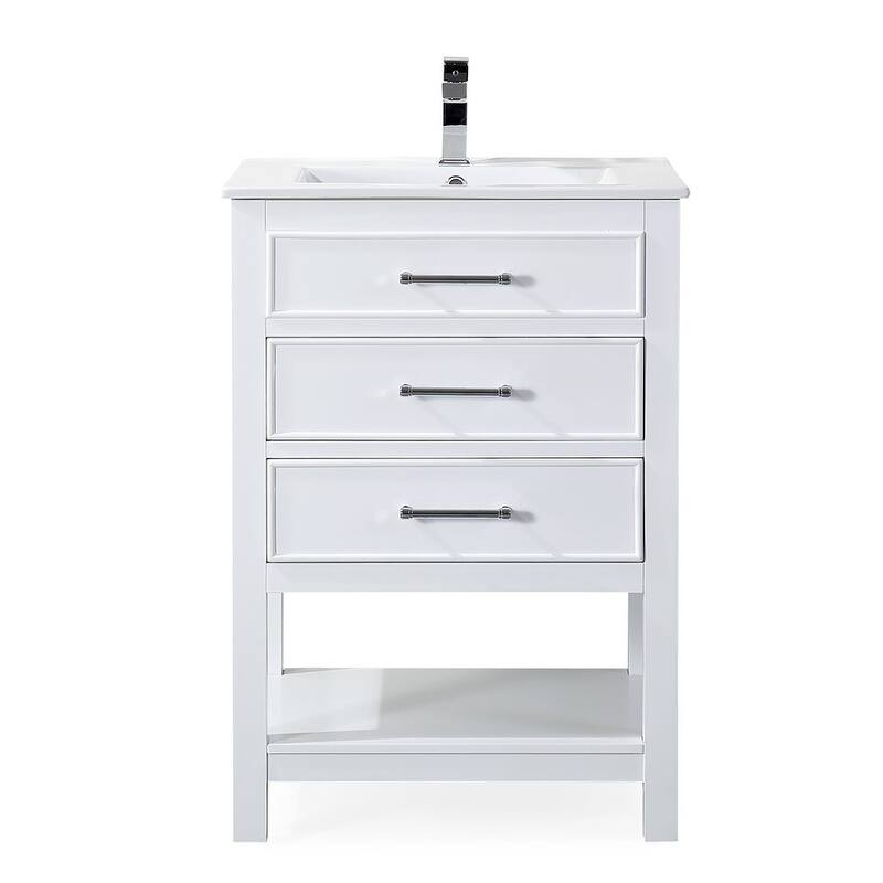 24" Tennant Brand Aruzza Small Slim Narrow White Bathroom Vanity