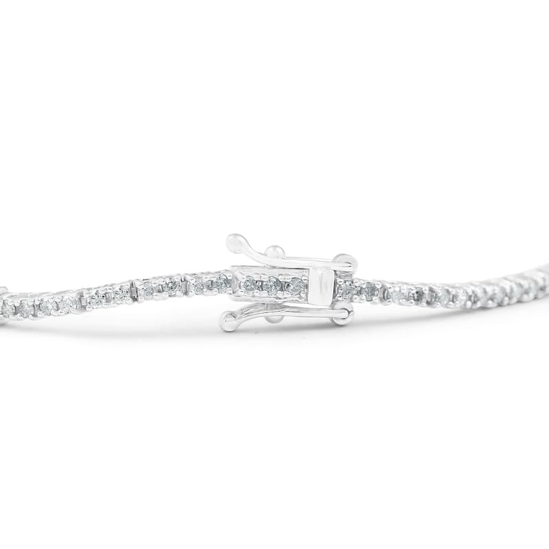 14k White Gold 1 1/10ct Diamond/ Blue Sapphire 7-inch Tennis Bracelet