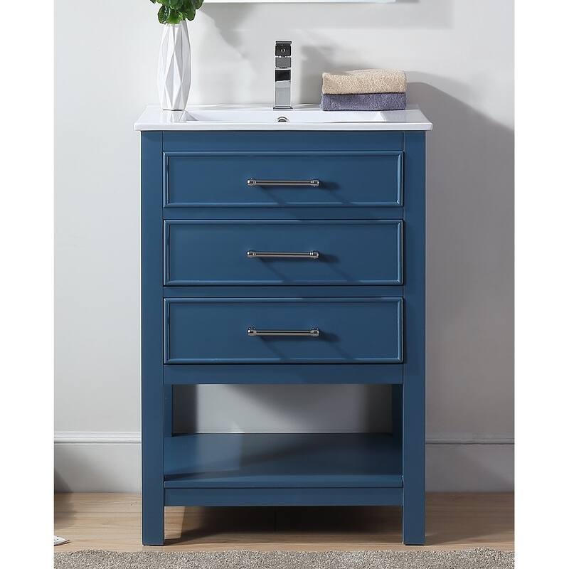 24" Tennant Brand Aruzza Small Slim Teal Blue Bathroom Vanity - N/A