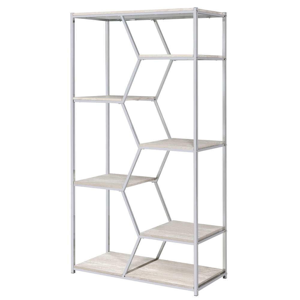 Shop Black Friday Deals On Silver Orchid Marion 72 Inch Metal Glam Display Bookcase Overstock 29120810 Chrome