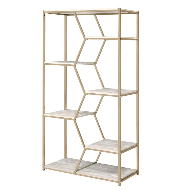 Marion Glam Gold-Tone 72-inch Metal Bookcase by Furniture of America