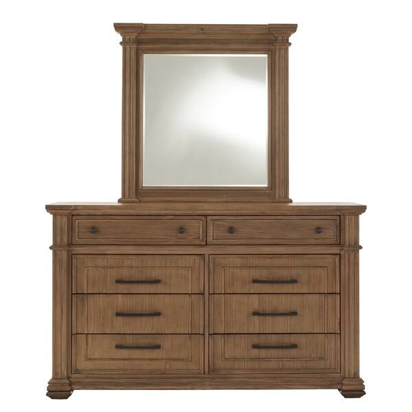Shop Mauer Light Distressed Natural Finish Dresser And Mirror By