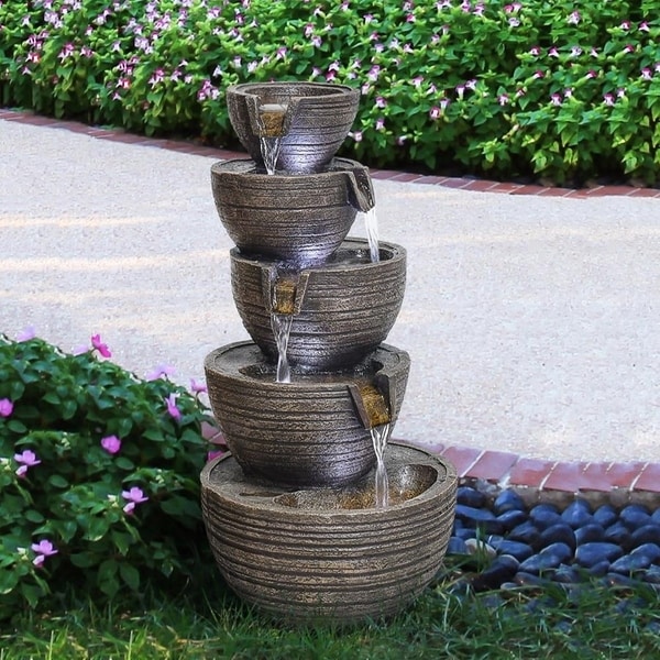 Shop Havenside Home Eyelo 5-tier Cascading Bowl Water Fountain with LED ...