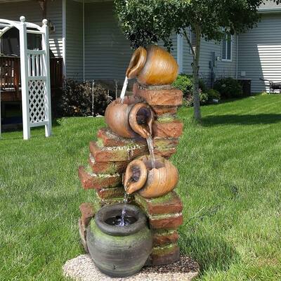 4-tier Cascading Outdoor Water Fountain with LED by Havenside Home