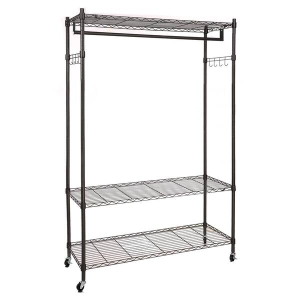 Shop Black Friday Deals On Homdox Large Portable 3 Tier Wire Shelving Clothes Shelf Garment Rack Side Hooks Wheels On Sale Overstock 29123196