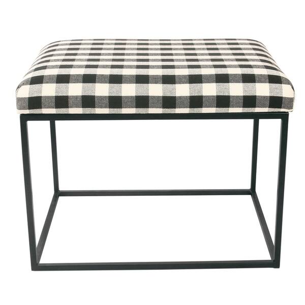 Shop Homepop Small Decorative Ottoman Mini Black Plaid On Sale