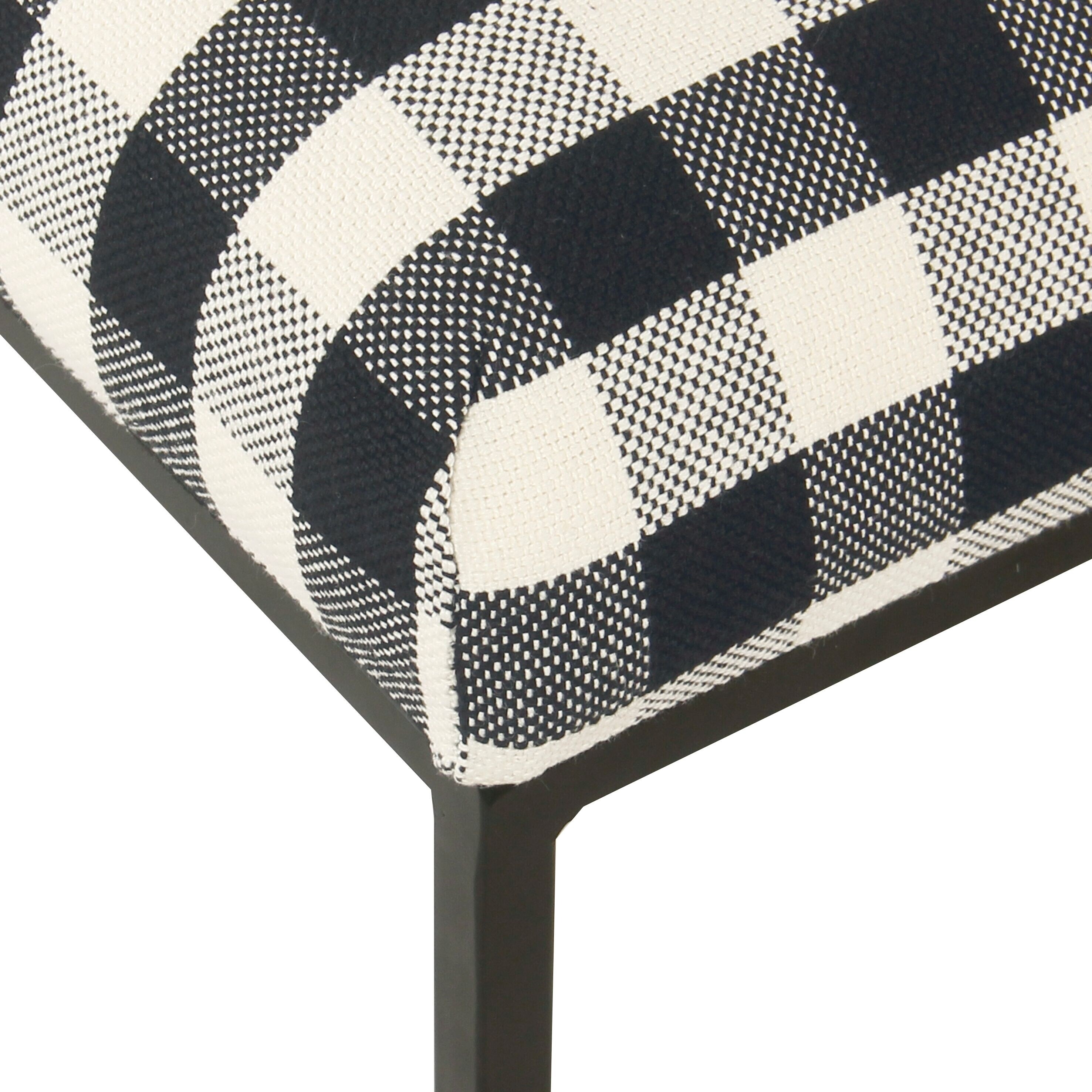 Shop Homepop Small Decorative Ottoman Mini Black Plaid On Sale