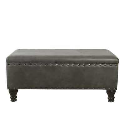 HomePop Storage Bench with Nail head Trim