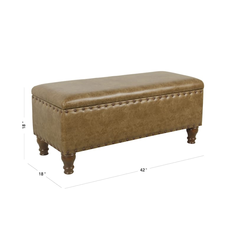 HomePop Storage Bench with Nail head Trim