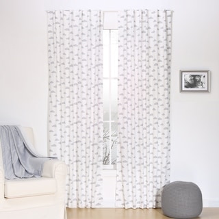 The Peanut Shell Clouds Print Blackout Window Panel Pair in Grey