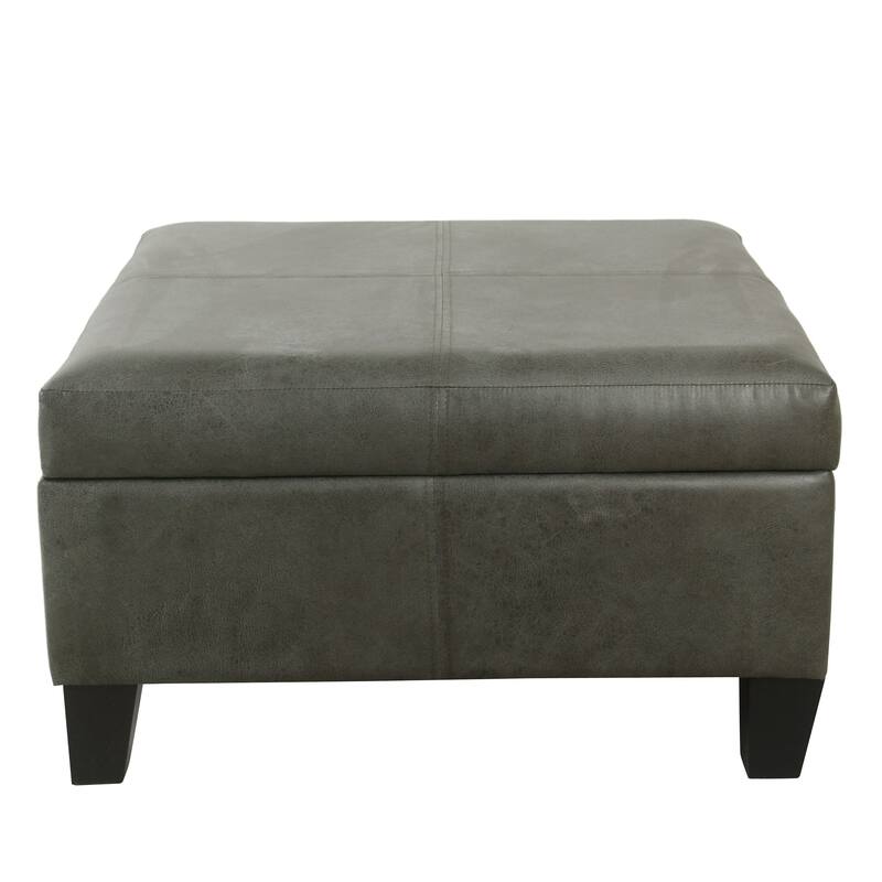 Copper Grove Mdina Large Faux Leather Storage Ottoman - Grey