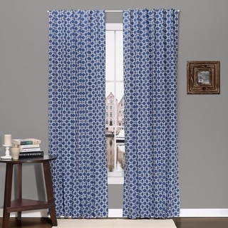 The Peanut Shell Geo Print Blackout Window Panel Pair in Navy