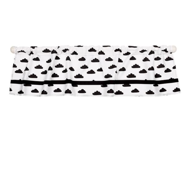 slide 1 of 1, The Peanut Shell Cloud Print Tailored Window Valance in Black/White