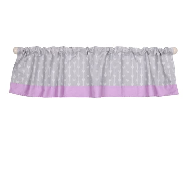 slide 1 of 1, The Peanut Shell Arrow Print Tailored Window Valance Purple/Grey