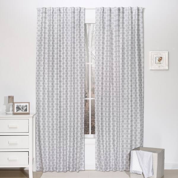 slide 1 of 1, The Peanut Shell Geo Print Blackout Window Panel Pair in Grey