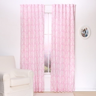 The Peanut Shell Damask Blackout Window Panel Pair in Pink