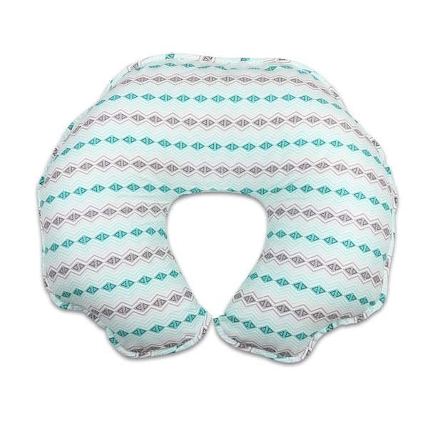 slide 1 of 1, The Peanutshell Mint and Grey Geo Nursing Pillow with Cover