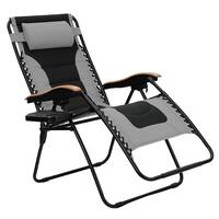 PHI VILLA Oversize XL Padded Zero Gravity Lounge Chair Wider Armrest Adjustable Recliner with Cup Holder, Support 350 LBS, 
