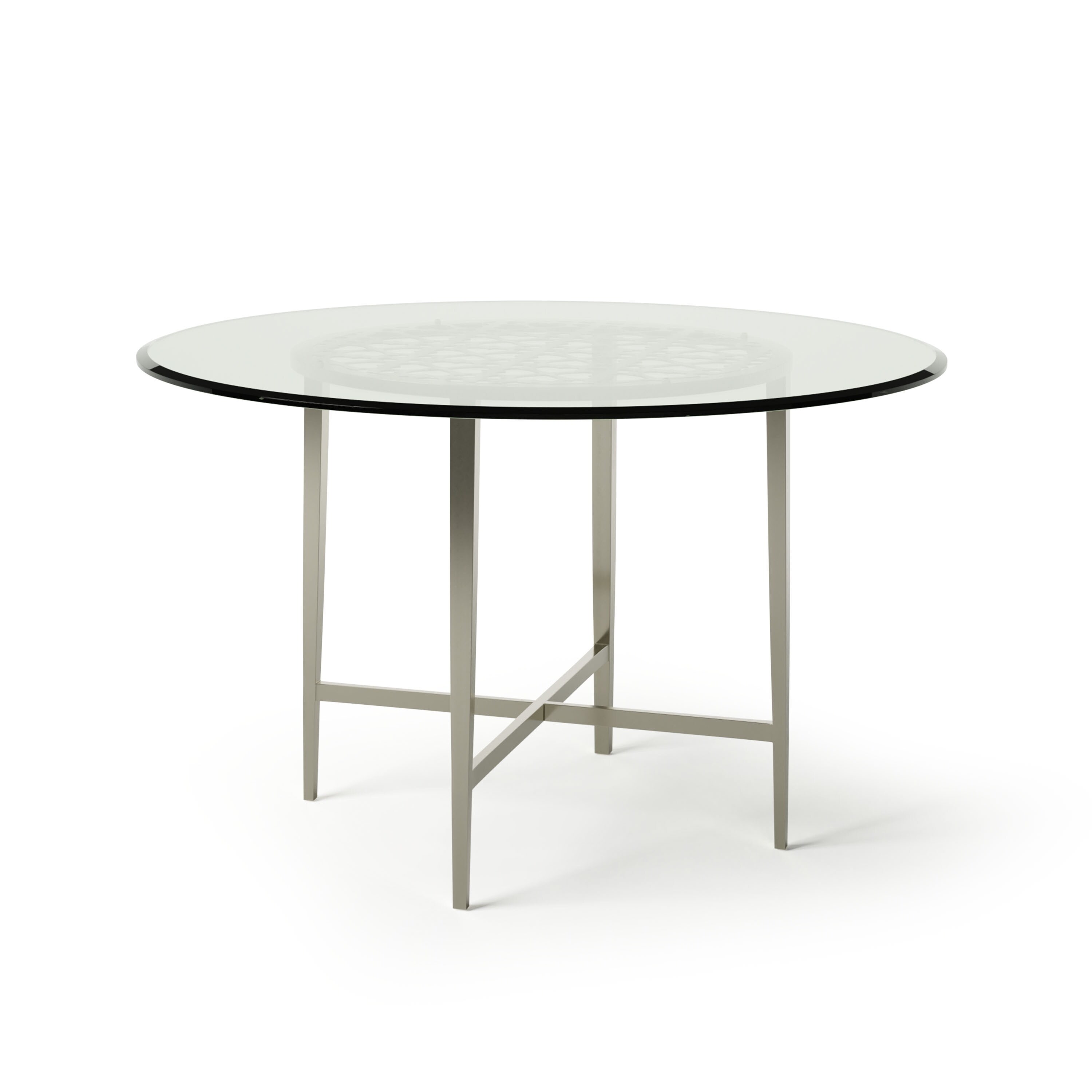 Furniture Of America Shelley Contemporary 48 Inch Round Silver Glass Top Dining Table Overstock 29126434