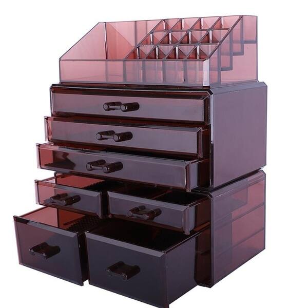 Shop 3 Pcs Set Acrylic Jewelry Cosmetic Makeup Storage Display Boxes Stylish Vanity Bathroom Case Overstock 29126476