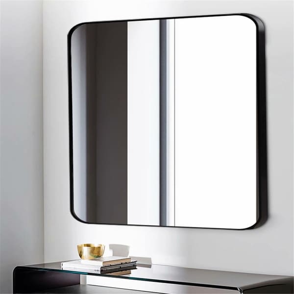 Shop Round Corner Square Aluminum Alloy Frame Wall Mirror - Overstock