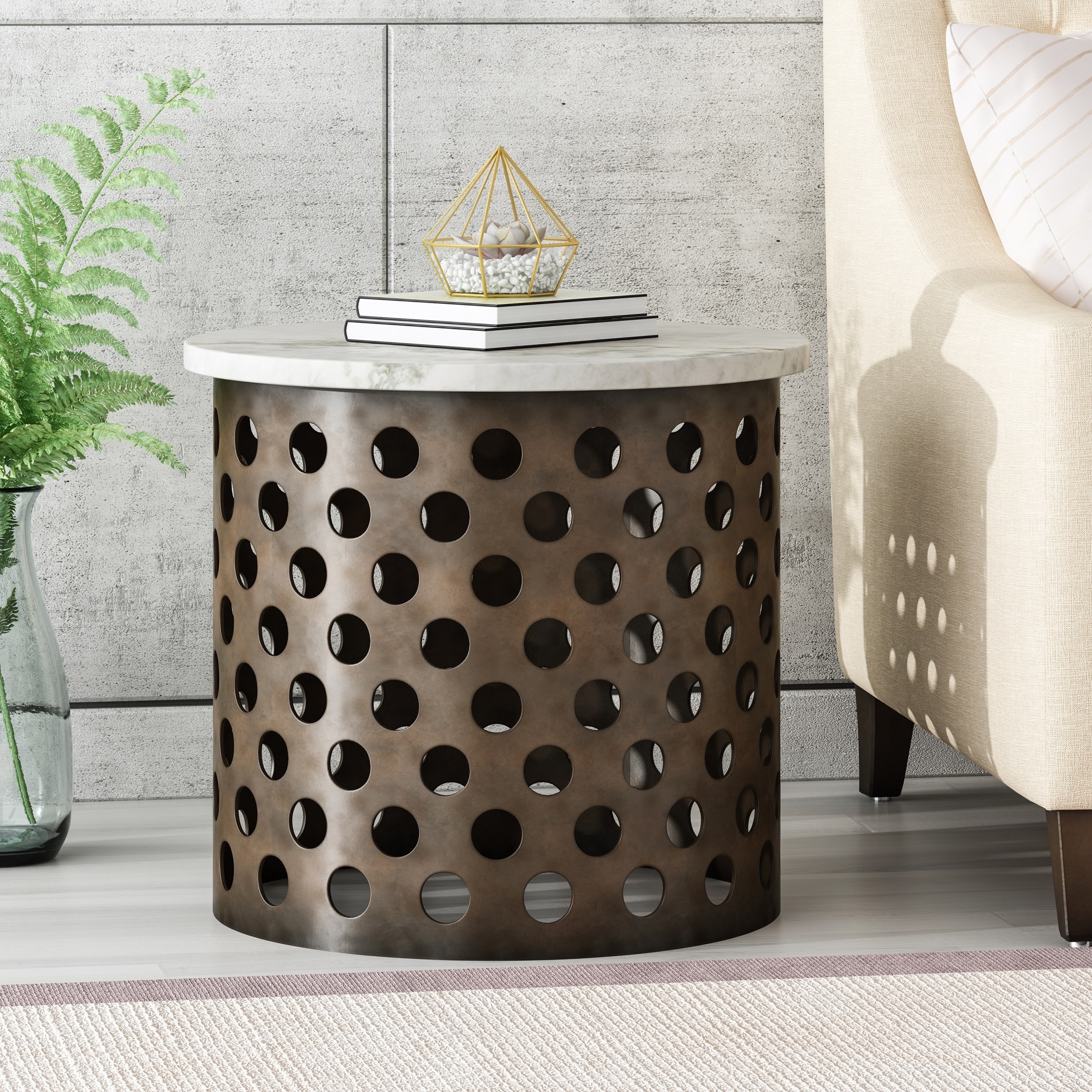 Shop Ferdinand Modern Industrial Accent Table With Marble Table - Shop Ferdinand Modern Industrial Accent Table With Marble Table