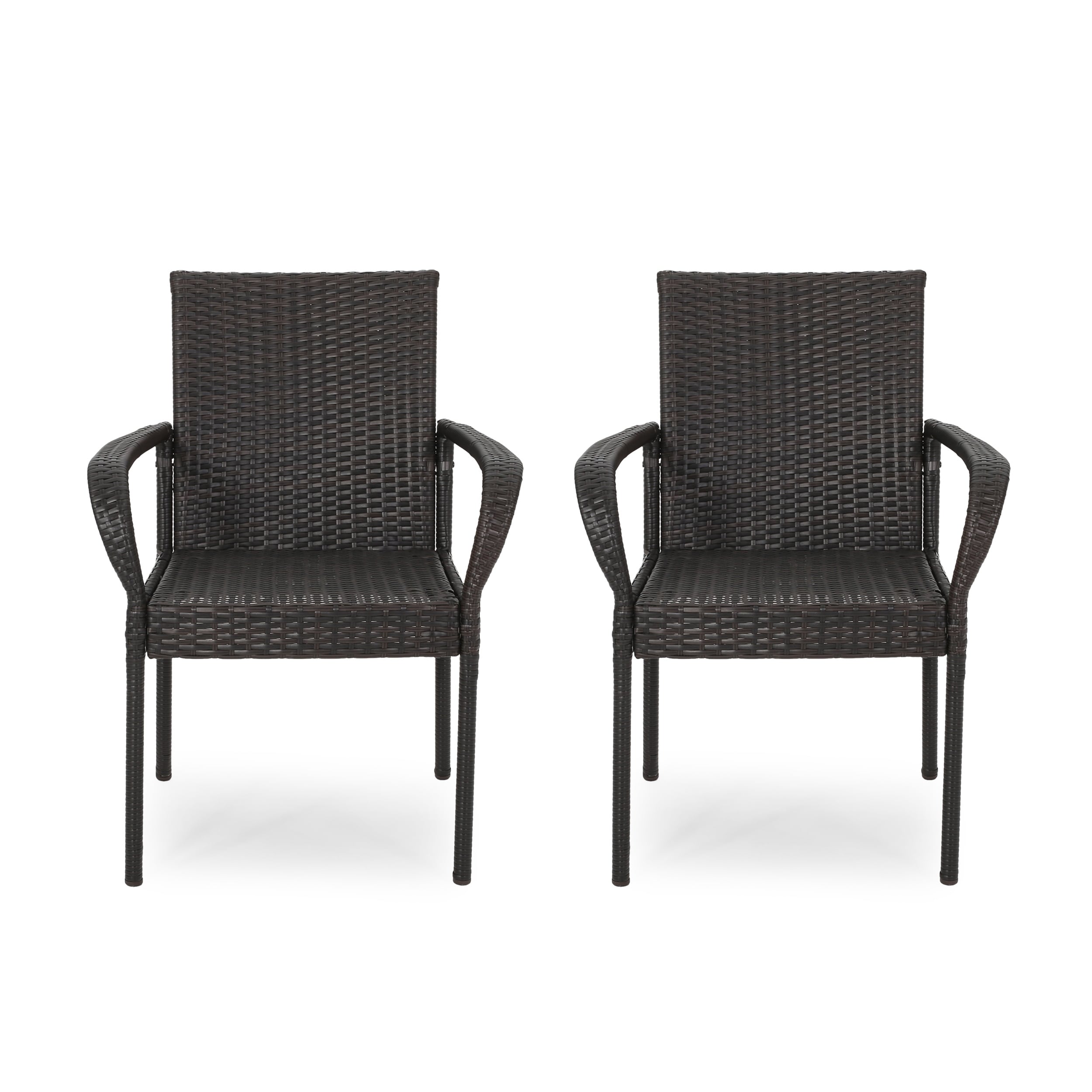 Trombone Outdoor Contemporary Wicker Dining Chair Set Of 2 By Christopher Knight Home Overstock 29126585